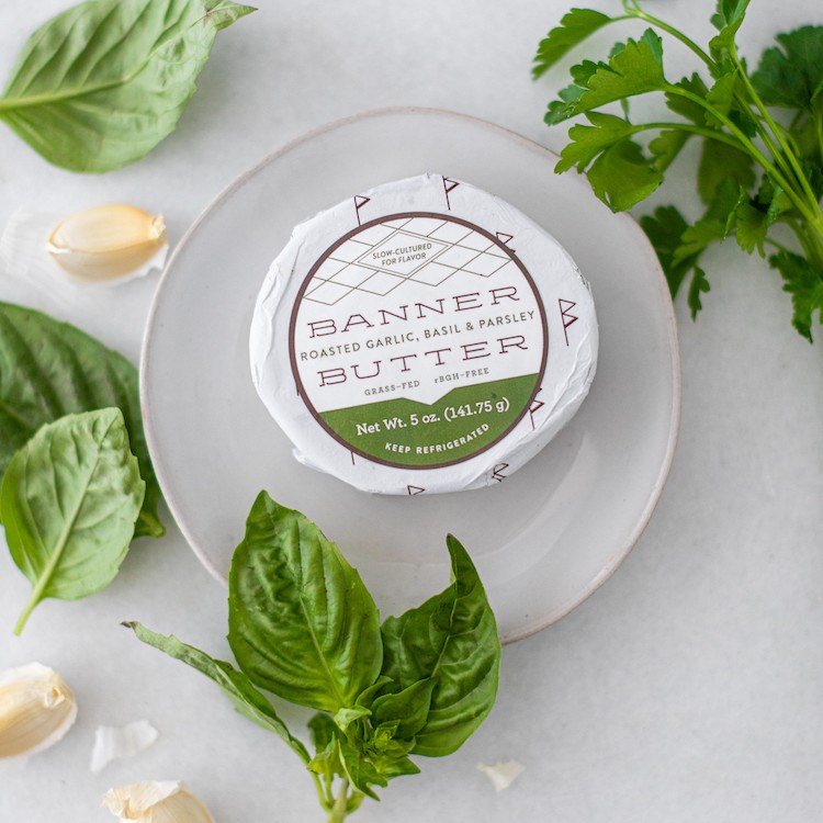 Picture of roasted garlic, basil & parsley Banner Butter